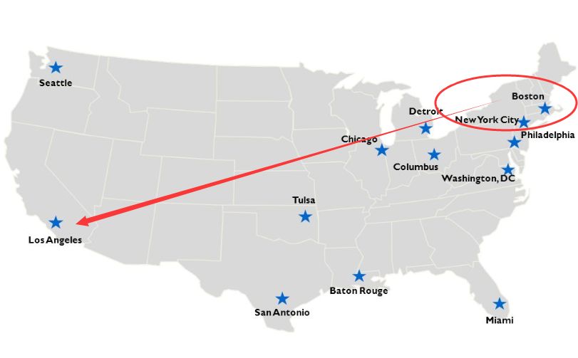 洛杉矶在美国的地理位置，东部还是西部？，洛杉矶地理位置解析，东部还是西部？